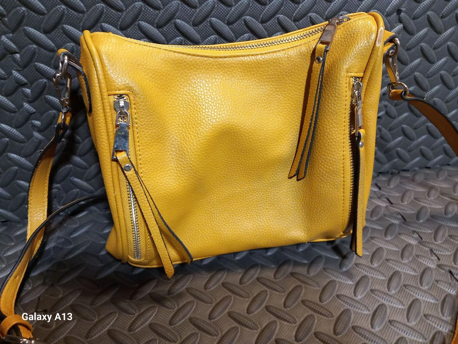 Schouder tas / Hobo schoudertas met meerdere zakken – Mosterdgeel (Lederachtige stijl) – photo 2